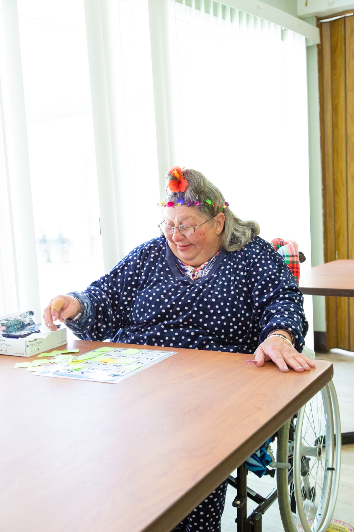 la palma nursing patient in the game room